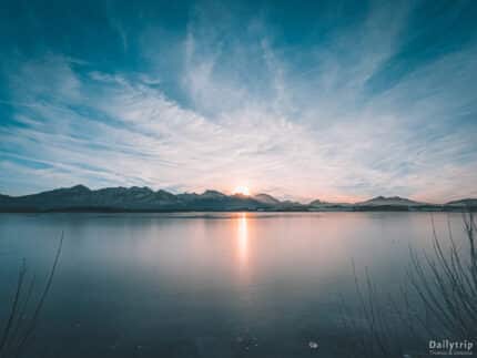 Hopfensee Winter Sonnenuntergang See zugefroren
