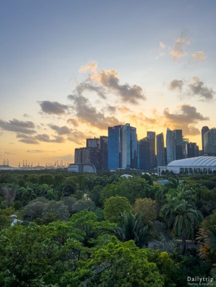 Singapur Gardens by the Bay Panorama goldene Stunde