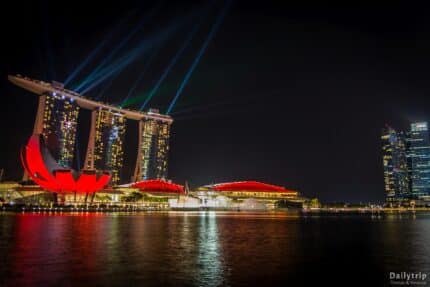 Singapur Marina Bay Sands Light Show nachts