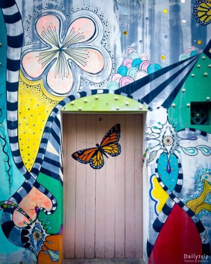 Singapur Streetart Hauseingang Schmetterling